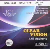 Фото Полимерная астигматическая линза CV с мультипокрытием n=1,67 MR-7 AS HMC EMI UV