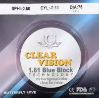 Фото Полимерная астигматическая линза CV с мультипокрытием n=1,61 Blue Block AS HMC EMI UV
