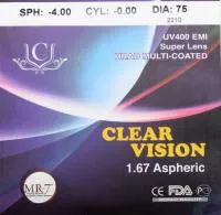 Фото Полимерная линза CV с мультипокрытием n=1,67 MR-7 AS HMC EMI UV