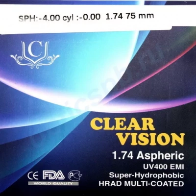 Фото Полимерная линза CV с мультипокрытием n=1,74 AS HMC EMI UV