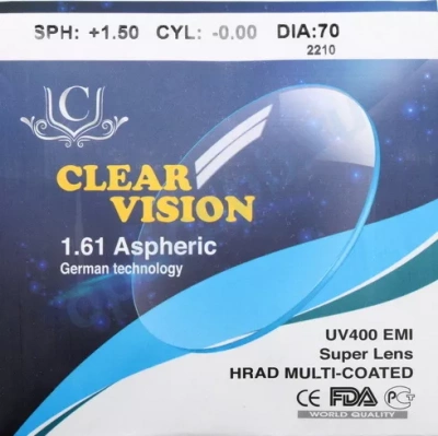 Фото Полимерная линза CV с мультипокрытием n=1,61 AS HMC EMI UV