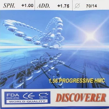 Фото Полимерная прогрессивная линза с мультипокрытием n=1,56 Progressive HMC D70