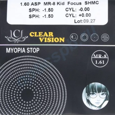 Фото Полимерная детская линза CV  Kid Focus n=1,61 MR-8 AS HMC EMI UV